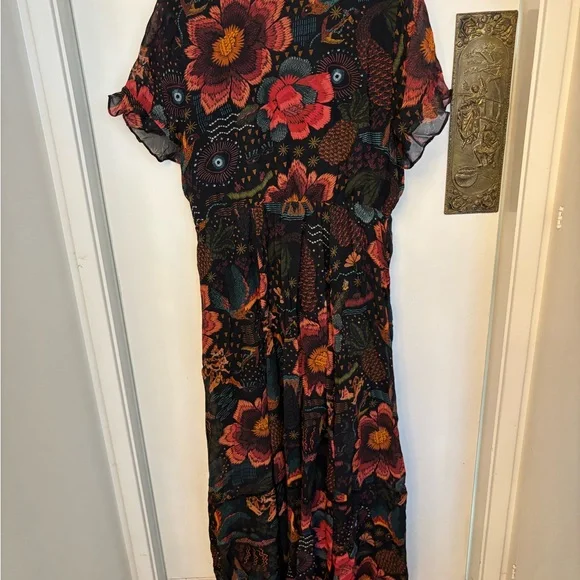 FARM Rio Black and Orange Flutter Sleeve Maxi Sundress - Picture 3 of 11